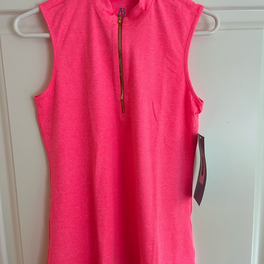 Vibrant Pink Sleeveless Zip Top